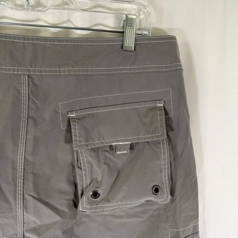 J. Crew Swim Trunks Men's 34 Grey Tie Cargo Pockets Original Longboard